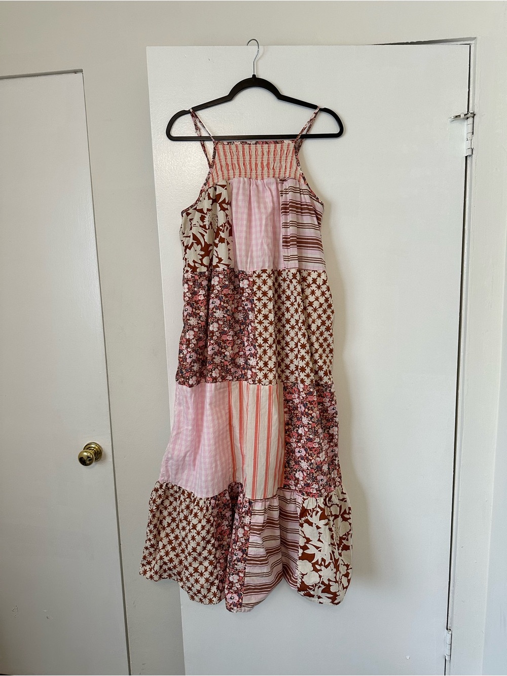 Universal Thread Pink and Brown Patchwork Maxi Dress